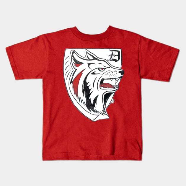 White Wolf, Shield design. Kids T-Shirt by The Birth Of Optima